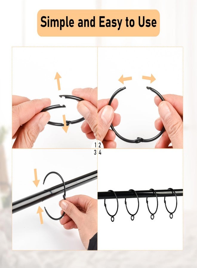Mozano 30-Pack Curtain Rings with Eyelets, 1.25-Inch Drapery Rings, Hinge Snap-Joint Design, Compatible with Curtain Rods Up to 1 Inches (Black) - Image 5